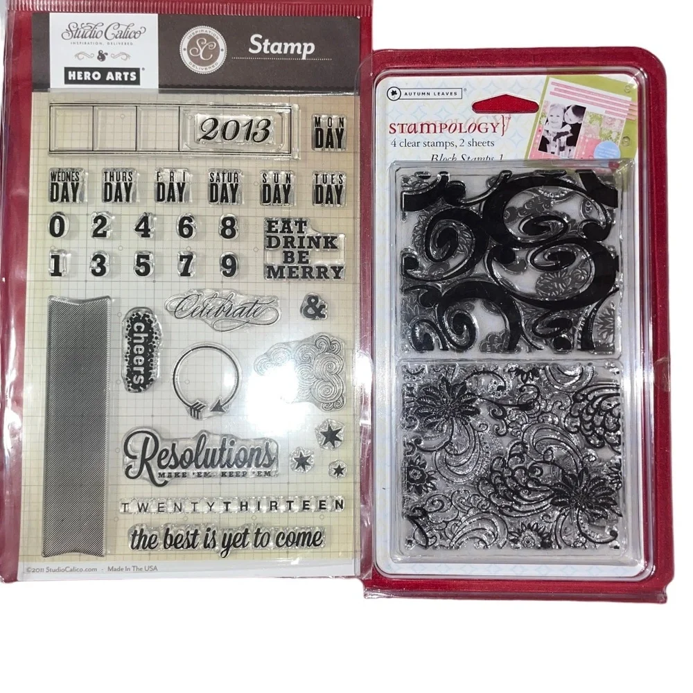 Stampology Autumn Leaves Round and‎ Round Studio Calico Hero Arts Acrylic Stamps